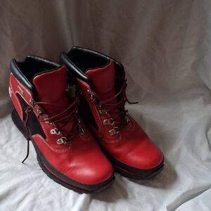 Timberland Red and Black Ankle Boots